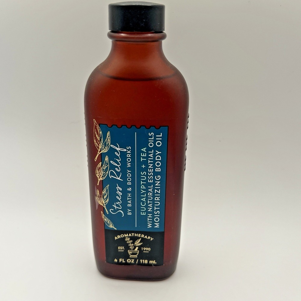 Bath & Body Works Eucalyptus Tea Body Oil 4 oz Aromatherapy Stress Relief Amber